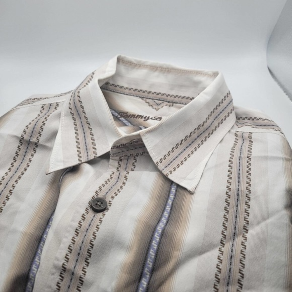Tommy Bahama Brown Striped Long Sleeve Shirt Size Large‎
